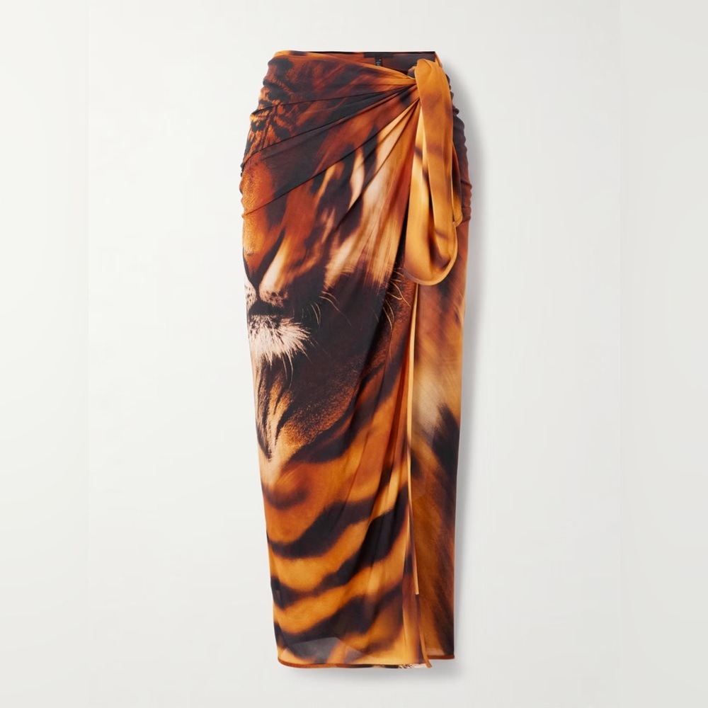 Skims x Roberto Cavalli Pareo Sarong Skirt Tiger Face Swim Cover up Tie Dress - Picture 6 of 6